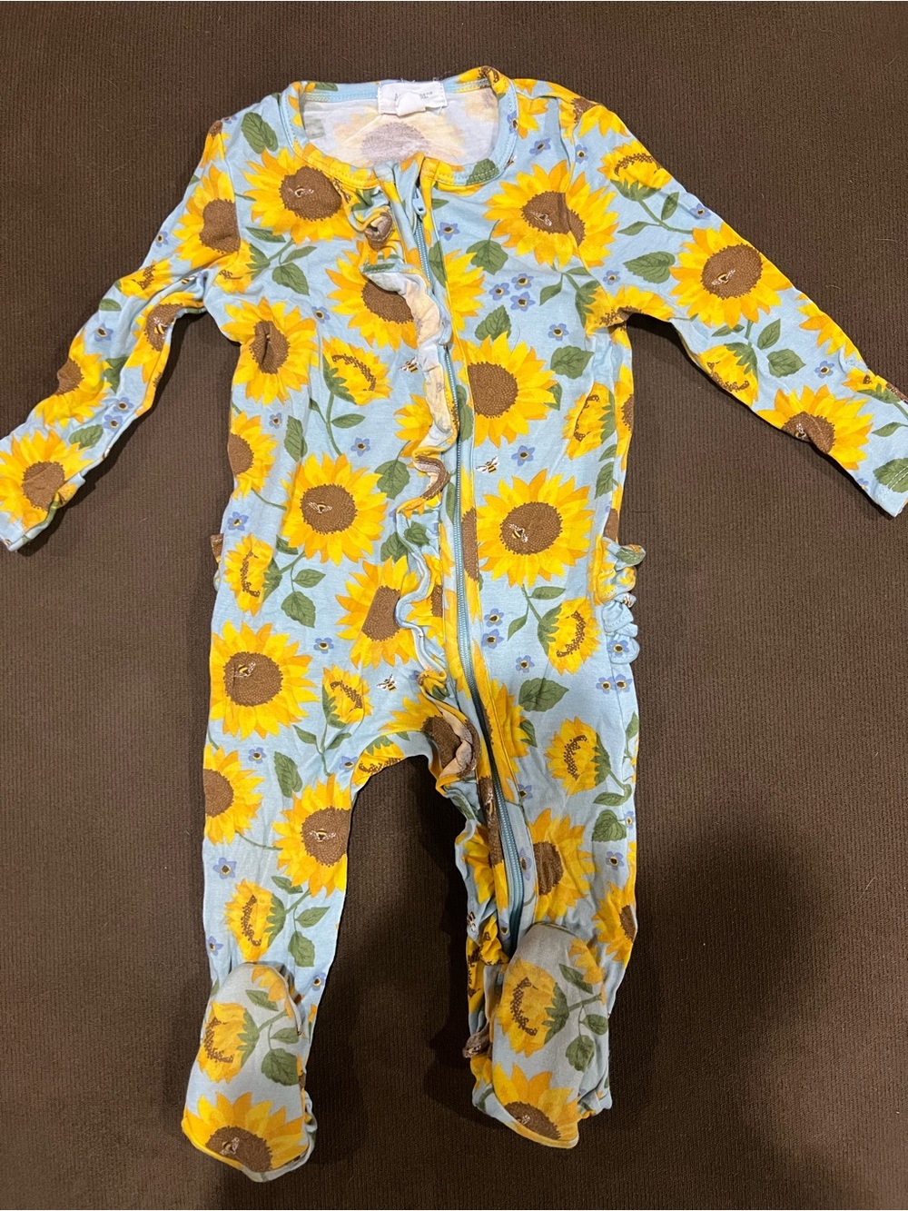 Angel Dear Bamboo Sunflower Print Baby One-Piece Pajamas